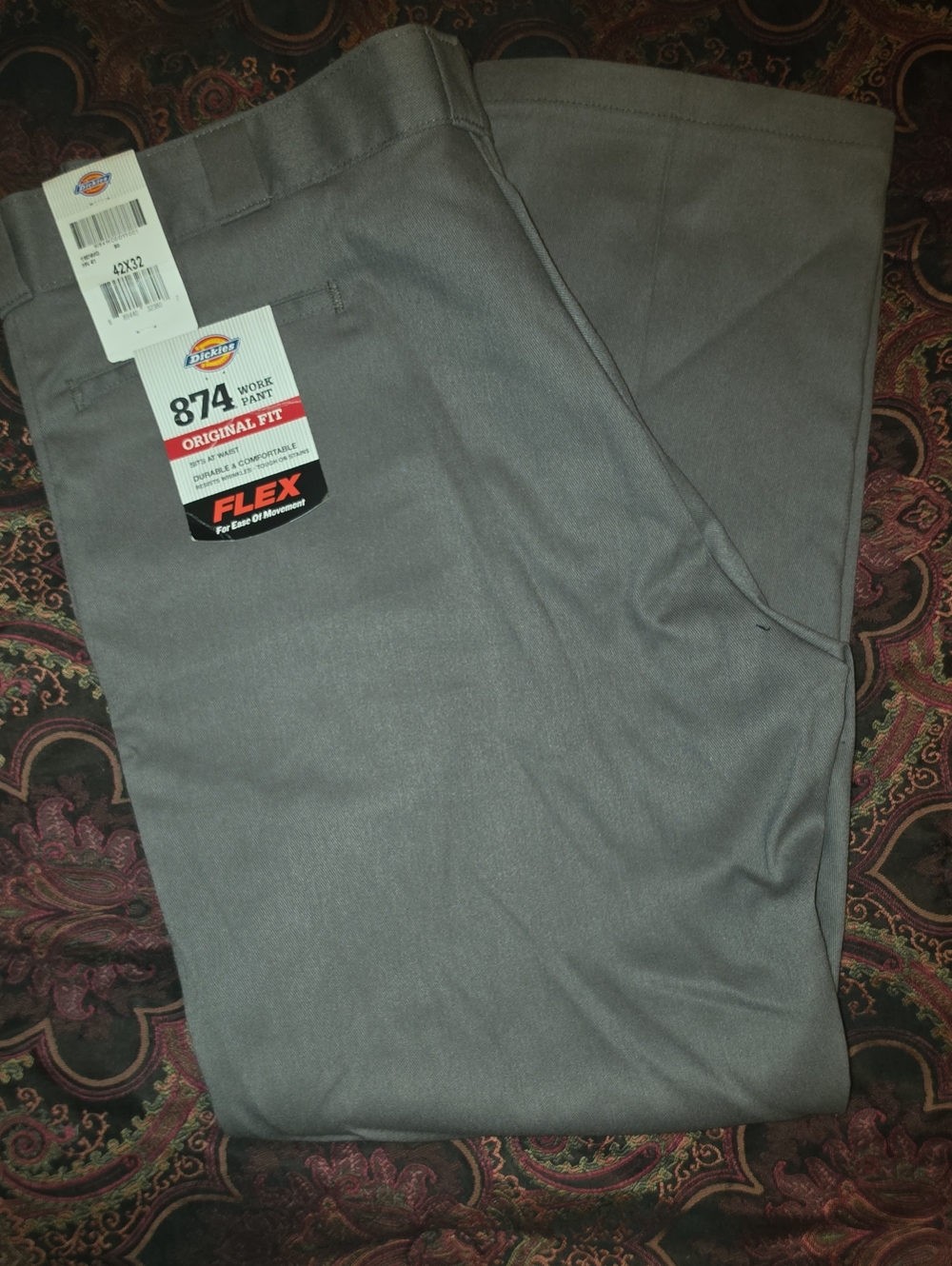 Dickies 874 Original Fit Flex Work Pants- Gray W42 × L32 Fitted